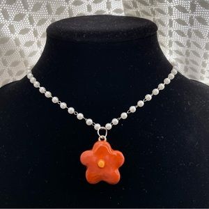 Handmade Beaded Flower Necklace